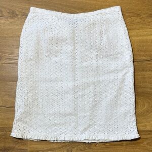 Willi Smith 100% Cotton White Eyelet Pencil Skirt Size 8